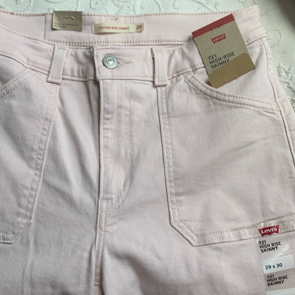 Levis 721 High Rise Skinny Utility Jeans - soft pink - sz 29x30